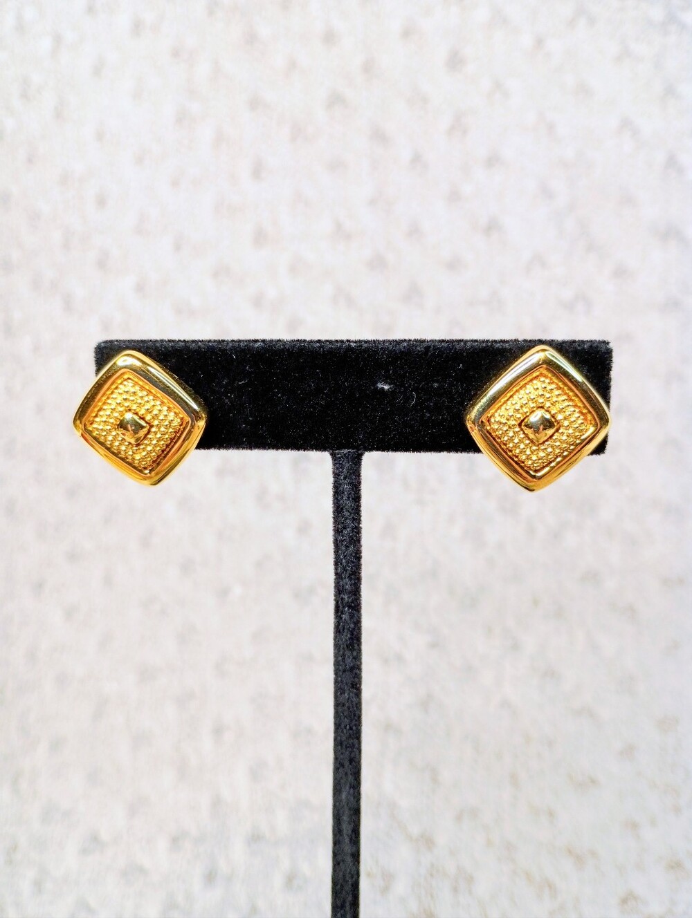 Gold Textured Square Stud Earrings
